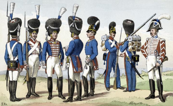 Grenadier-Garde-Regiment, 1814, Bayern, (G.Kr., Verlag d. Kgl. Hofbuchh. v.E.S. Mittler & Sohn, Berlin, public domain).